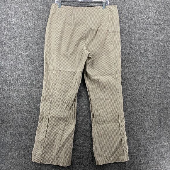 Chicos Pants Womens L Green Striped Linen Blend High Rise Straight Casual Resort - Picture 4 of 9